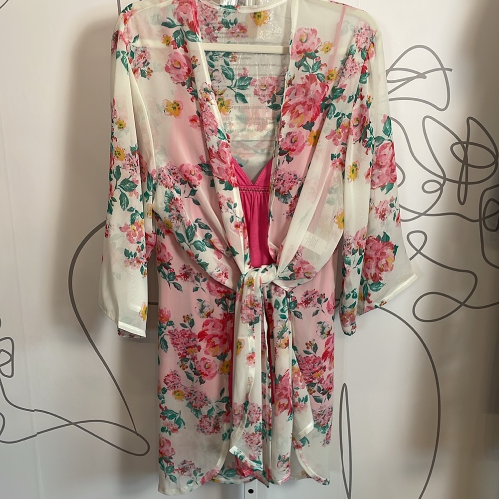 Floral Pink Women's Cardigan - Picture 5 of 6